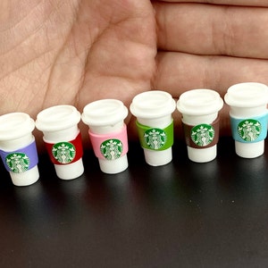 5 Assorted Miniature Fashion doll size cups coffee cups, frappes, doll size home 1/12th
