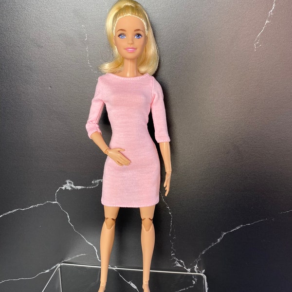 Pink fashion doll dress, long sleeve modest fashion doll dress, clothes