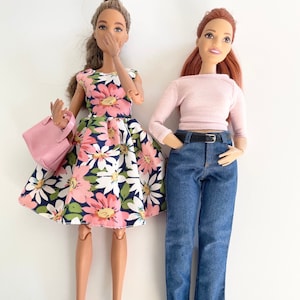 11.5” Fashion doll blue dress, clothes, curvy and regular doll clothes, curvy Doll jeans, denim jeans, fashion doll outfit gift See video