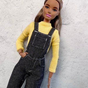 11.5” Fashion doll overalls jeans, MTM denim overall with shirt, doll pants, shoes included, made to move