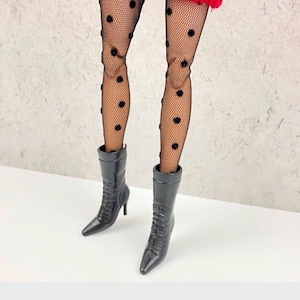 Black Ankle Doll Boots: 11-12" Fashion Doll Shoes