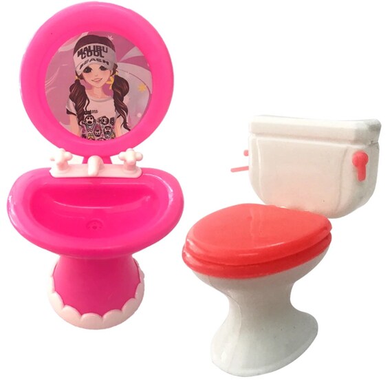 Barbie Bathroom Toilet Sink Home Doll House Cake Decor Bachelorette Party Drunk