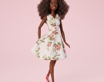 Fashion Doll MTM Dress Outfit: Sparkle Top, Pleated Skirt for 1/6 Scale Dolls