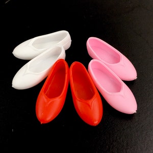 Fashion Doll Curvy Flat Foot Shoes, White Doll Shoes, Red Pink Doll ...