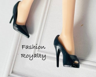 Black & White High Heel Doll Shoes - Fashion Royalty, Curvy, Made to Move