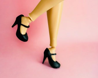 Fashion doll Curvy shoes, black high heel shoes for curvy dolls with flat feet, shoes for  your curvy doll