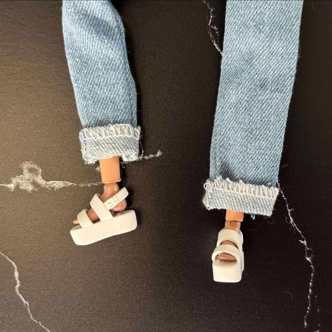 Fashion doll white sandel high heel platform, white sandal shoes for for every doll outfit
