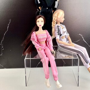 Fashion doll Pink jogging suit, 11.5" doll accessories, fashion doll 3 piece set, black, fits regular fashion dolls