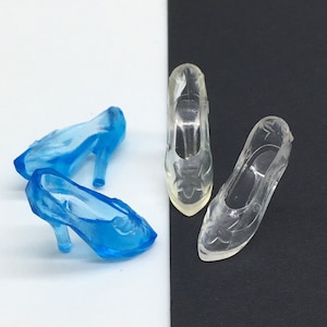 Crystal Fashion doll 11.5" size shoes, 2 pair, pumps, glass slippers, Blue princess shoes, ball joint doll size pump shoe