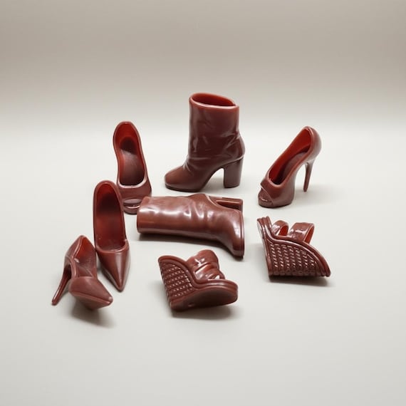 Creamy Brown or Pink High Heel Shoes - Fashion Doll Elegant Footwear, See Discription