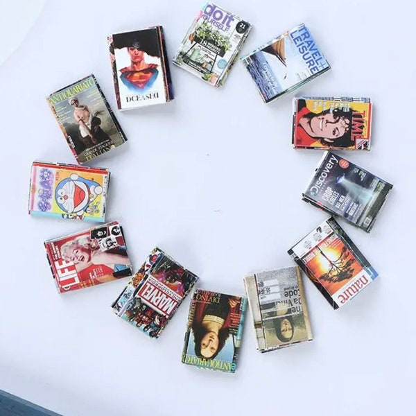 3 Miniature magazines, mini books, dollhouse miniatures, fashion doll miniature