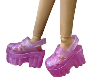 Curvy Fashion Doll Boots Pink Roses, Black Boots & Chunky Sneakers