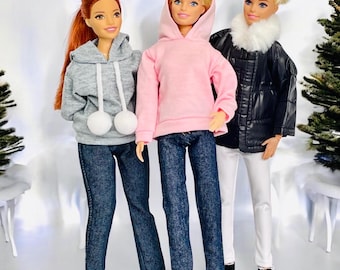 Doll Outfit Set: Jacket, Hoodie, Boots - Made to Move & Curvy Dolls