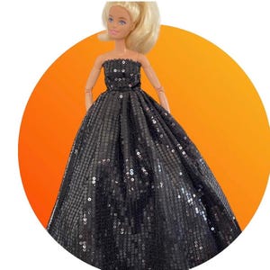 barbie black glitter dress Black Barbie BALLROOM Dance Dress Velvet Sparkle Silver Diamond Dress Only
