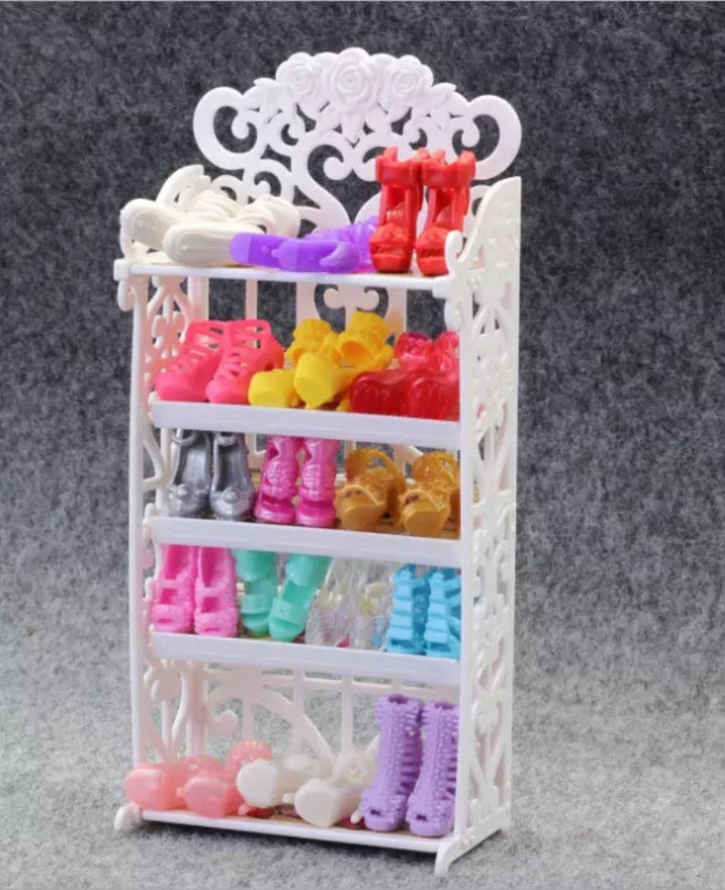 Barbie shoe rack and 10 pairs of shoes Barbie shoe storage Etsy