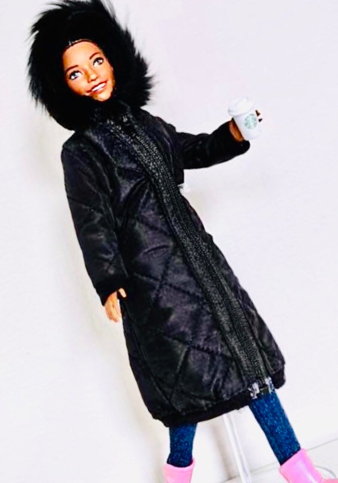 Barbie size winter parka coat hooded zippered coat Barbie | Etsy