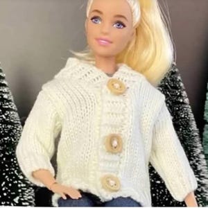 Fashion doll, sweaters, pink cardigan, black button up sweater for fashion dolls, doll clothes 1:6 scale, fits full figure also