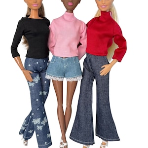 Stylish Doll Clothes, Mix and Match Jeans, Shorts & Tops for 11.5&quot; Fashion Dolls |Fashion Doll Accessories