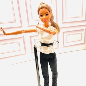 Doll stand,  black doll stand for 11.5” dolls and taller, adjustable for sizes and shapes