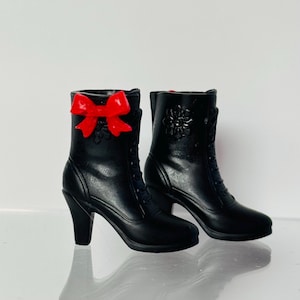 Black Ankle Doll Boots: 11-12" Fashion Doll Shoes