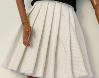 Pleated Doll Skirt Outfit: 1/6 Scale Clothes, Tee & Shoes