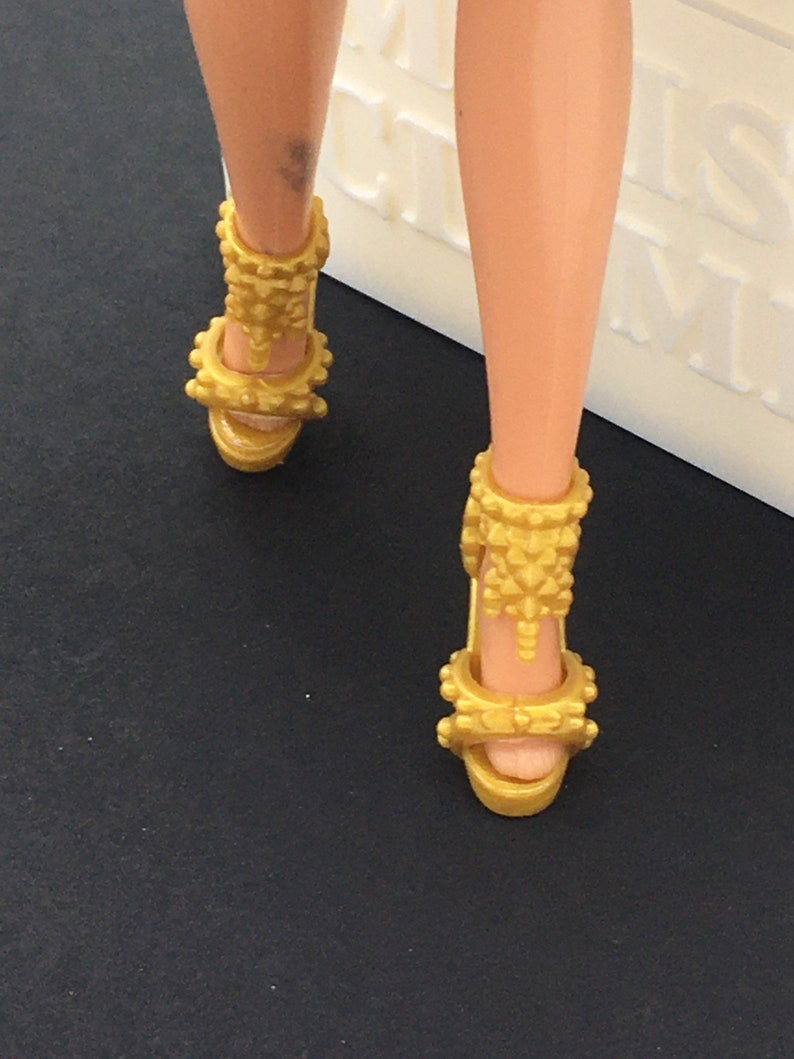 Gold Barbie shoes Barbie heels shoes Barbie strappy Fits Etsy