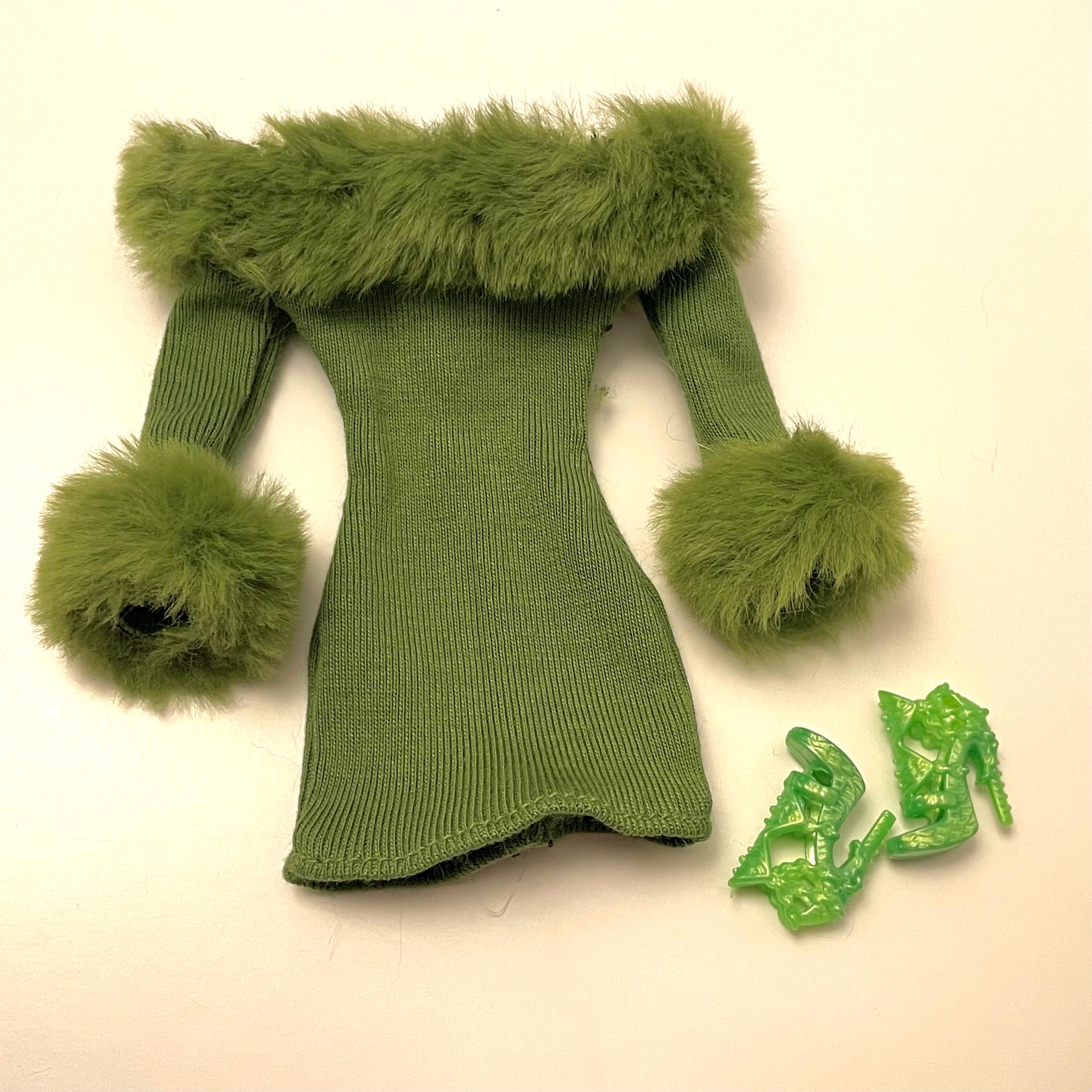 green emerald velvet dress Andy Fuzzy Sweater/Dress