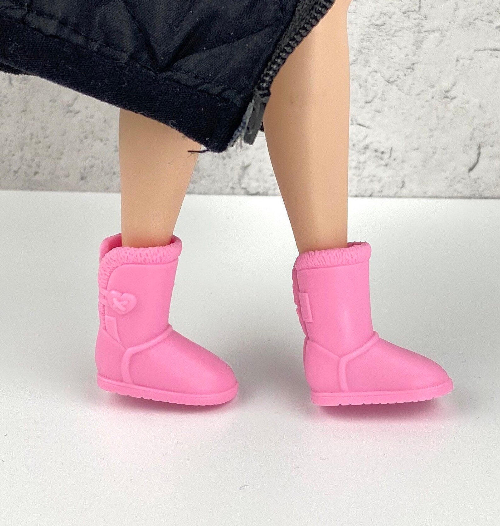 Curvy Barbie doll black boots winter boots pink shoes for | Etsy