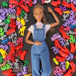 Fashion doll denim bib overalls,  doll clothes, outfits for Mtm Regular doll, 1:6 scale dolls