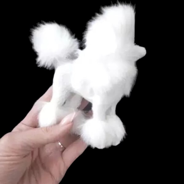 4” Miniature dog white poodle, 1:6 scale pink poodle, 11.5” fashion doll pet miniatures, diorama, craft, fashion doll size