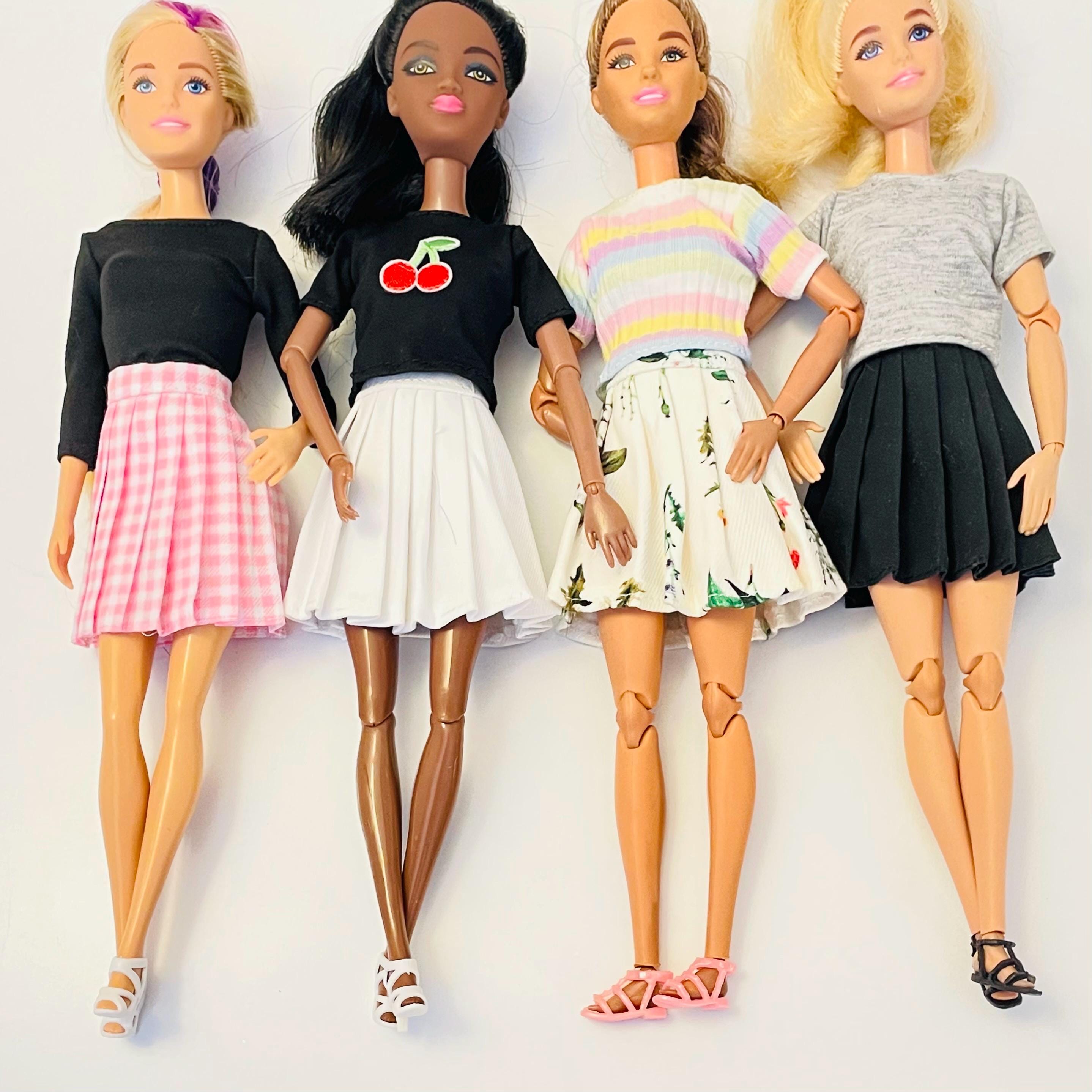 Skirt Fashion doll outfit Doll clothes, pleated skirts, school skirts for dolls, doll tops, 1 6 scale tee shirts shoes to match