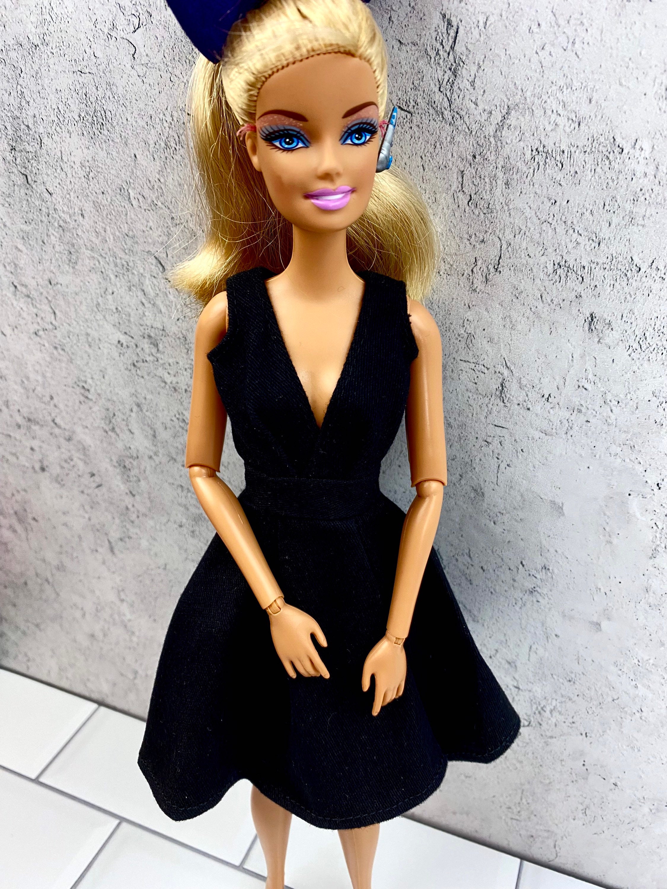 Classic black Barbie doll dress gold evening dress up white | Etsy