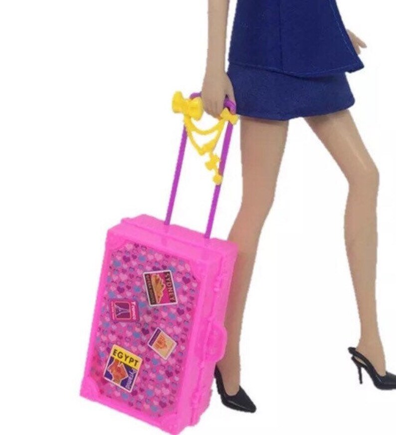 Pink Barbie size luggage accessories Barbie travel Barbie Etsy