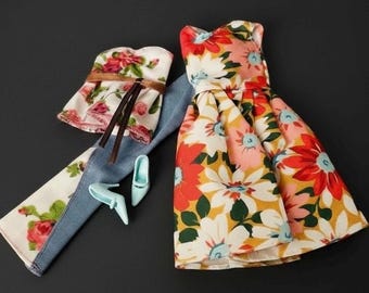 Fashion Doll Clothes Set – Matching Floral Top & Flare Jeans