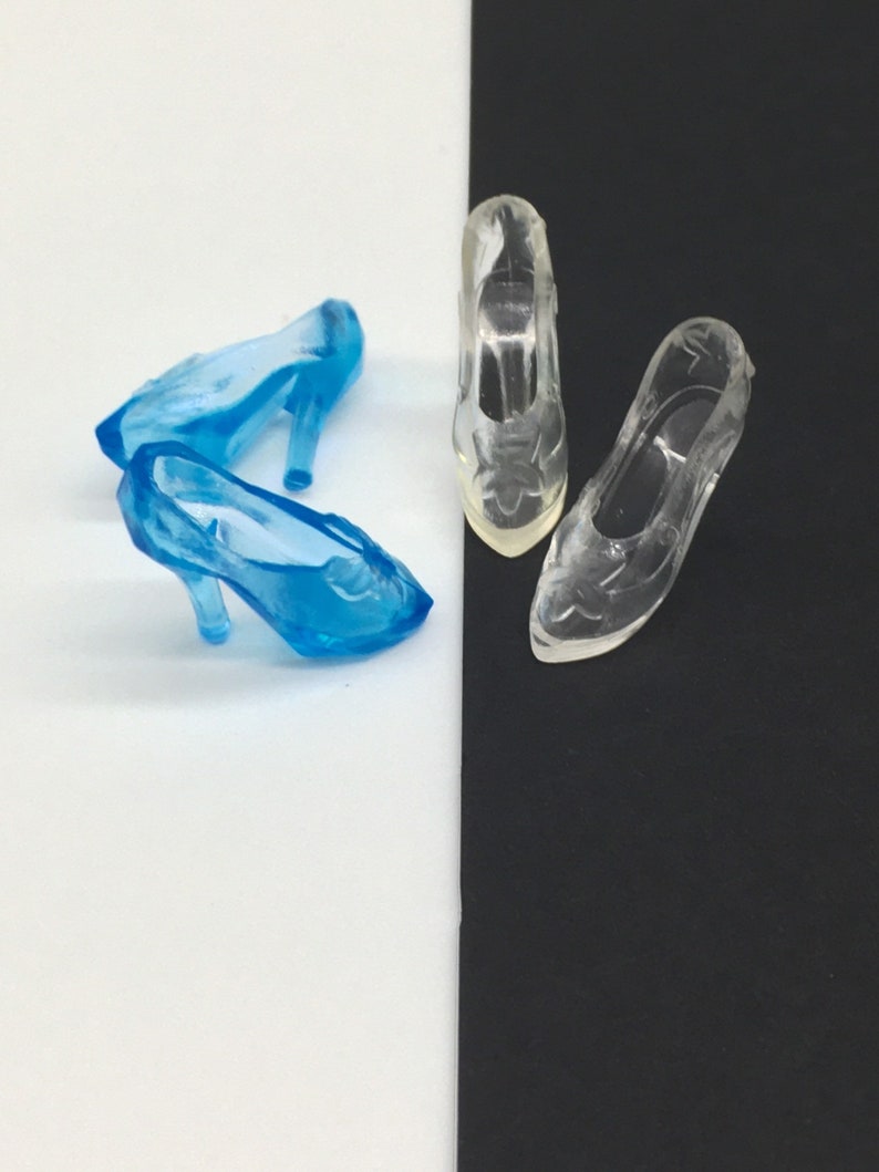 Crystal Barbie Size Shoes 2 Pair Pumps Glass Slippers Blue