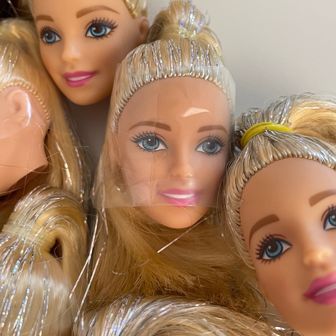 3 Mini Doll Heads, Retro Look, Hard Plastic Little Doll Faces Crafting