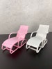 12” Fashion dolls pink chaise lounge chair, beach chair, lawn chair, white poolside lounge, picnic and park chair, diorama, backyard 
