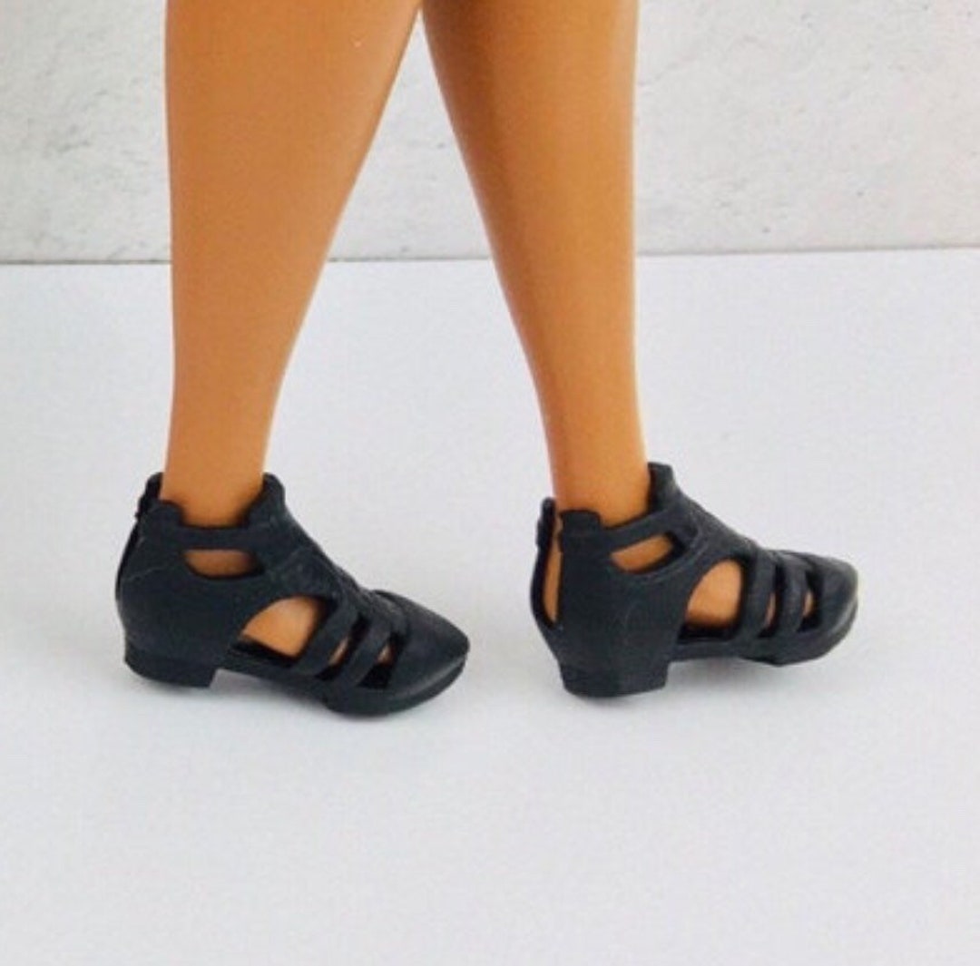 Fashion Doll Black Shoes, Moveable Ankle Curvy Shoes, Flat Feet Fashion Doll, 11.512 Size Dolls