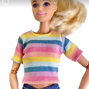 Fashion doll cuffed jeans,  light denim jeans, fashion doll tee shirts, jeans, doll pants, 1/6 scale doll clothes