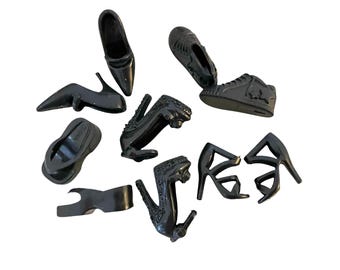 Fashion Doll Black Shoes, Boots, Sneakers, 1:6 Scale