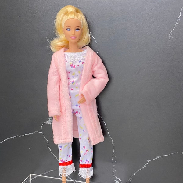 Fashion doll robe pajamas, slippers, curvy doll, pajamas, MTM doll clothes, fits regular and curvy