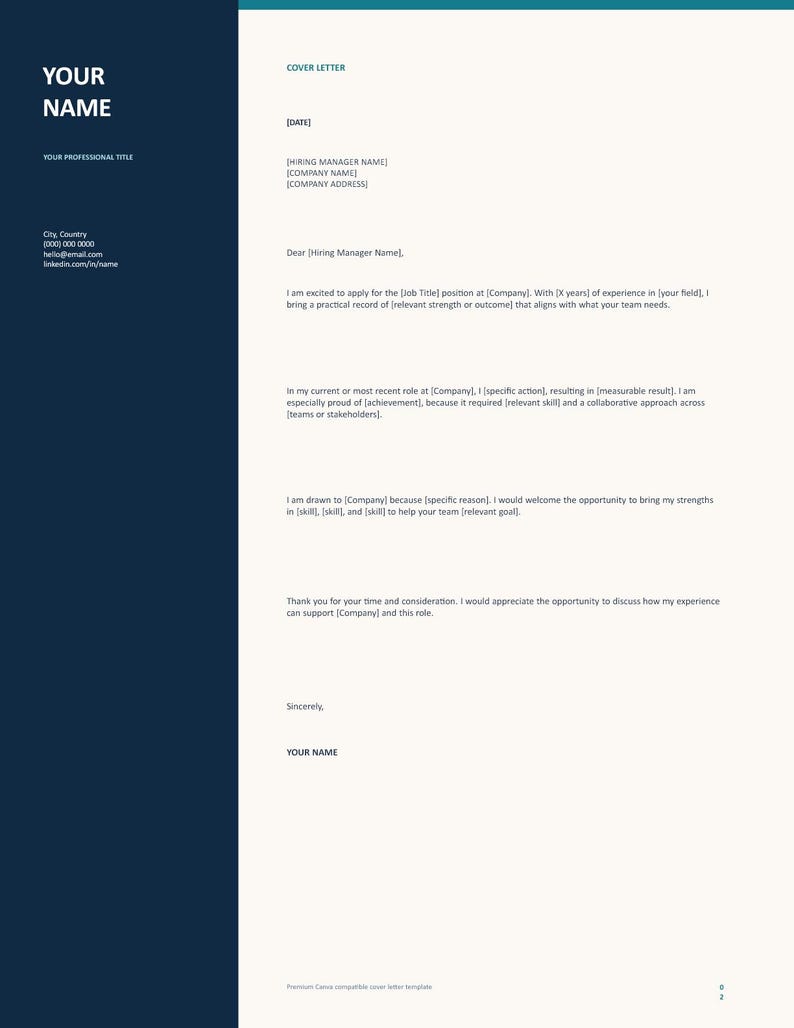 Canva Resume Template, Editable CV and Cover Letter, Professional Job ...