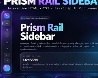 Responsive Sidebar Menu Template | HTML CSS JavaScript | Interactive Glassmorphism Website Navigation