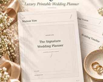 Printable Wedding Planner PDF, 77 Page Bridal Binder, Wedding Checklist, Budget Tracker, Guest List