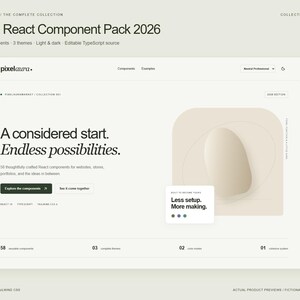 Modern React Component Pack 2026 | 58 TypeScript Components | Tailwind CSS 4 | Website UI Kit