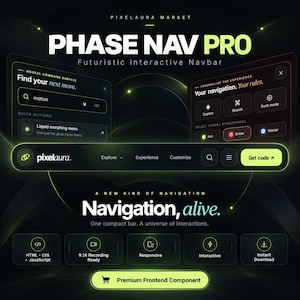 Animated Navbar HTML CSS JavaScript | Phase Nav Pro Interactive Navigation Menu Source Code
