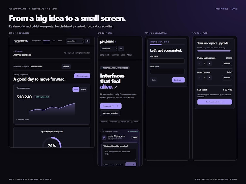 React UI Kit | 72 Interactive Components | TypeScript + Tailwind CSS | PrismForge image 11