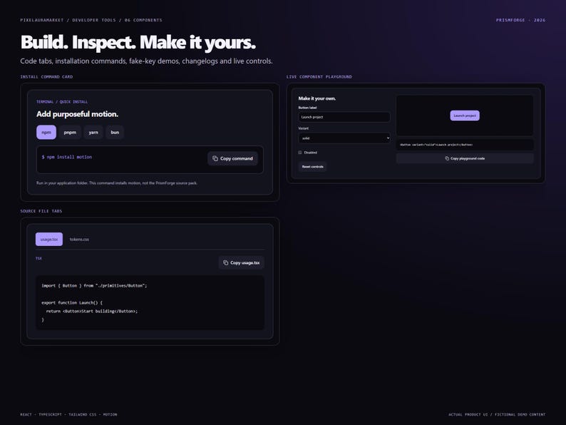 React UI Kit | 72 Interactive Components | TypeScript + Tailwind CSS | PrismForge image 9