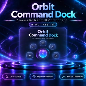 Interactive Navigation Menu, Glowing Radial Dock, HTML CSS JavaScript UI Component