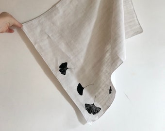 Screen-printed fabric tea towel